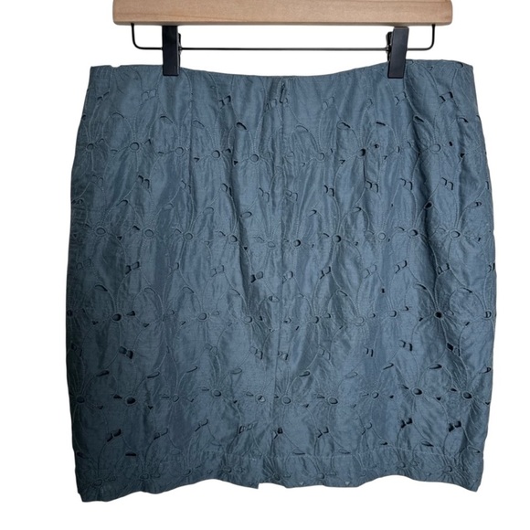 Garnet Hill Skirt Womens 10 Blue Eyelet Boho Lined Cotton Coastal Cruise Resort - Picture 6 of 13